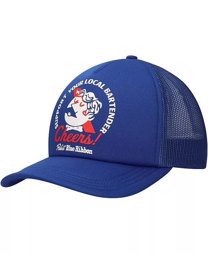 

Мужская синяя кепка Pabst Blue Ribbon Bartender Foam Trucker Adjustable Hat Lids