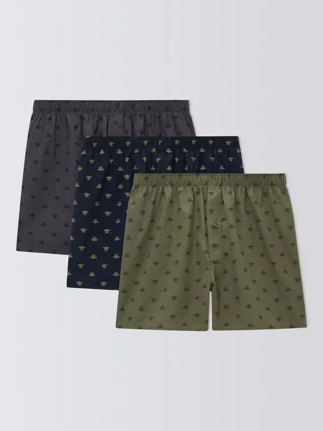 

Боксеры John Lewis Organic Cotton Sateen Bee Print 3 шт, зеленый