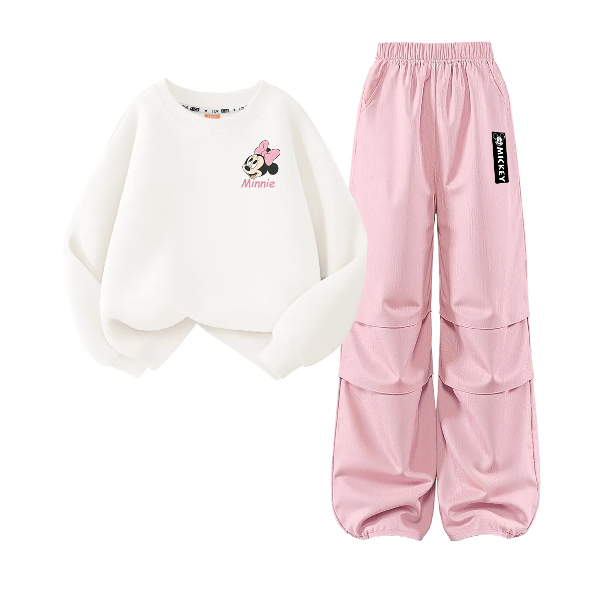 Детская повседневная спортивная футболка с круглым вырезом Disney, Di Elegant Cherry Blossom White+Di H Long Hook-and-Loop K Magnolia Pink — фото 3