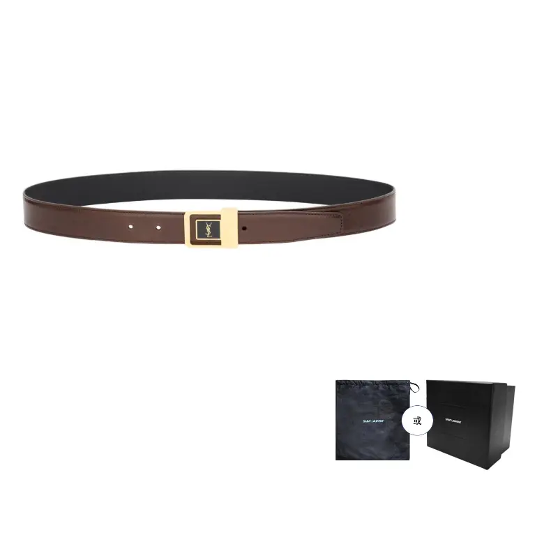 

Saint Laurent Женский кожаный ремень карамельно-шоколадного цвета, ширина 3 см