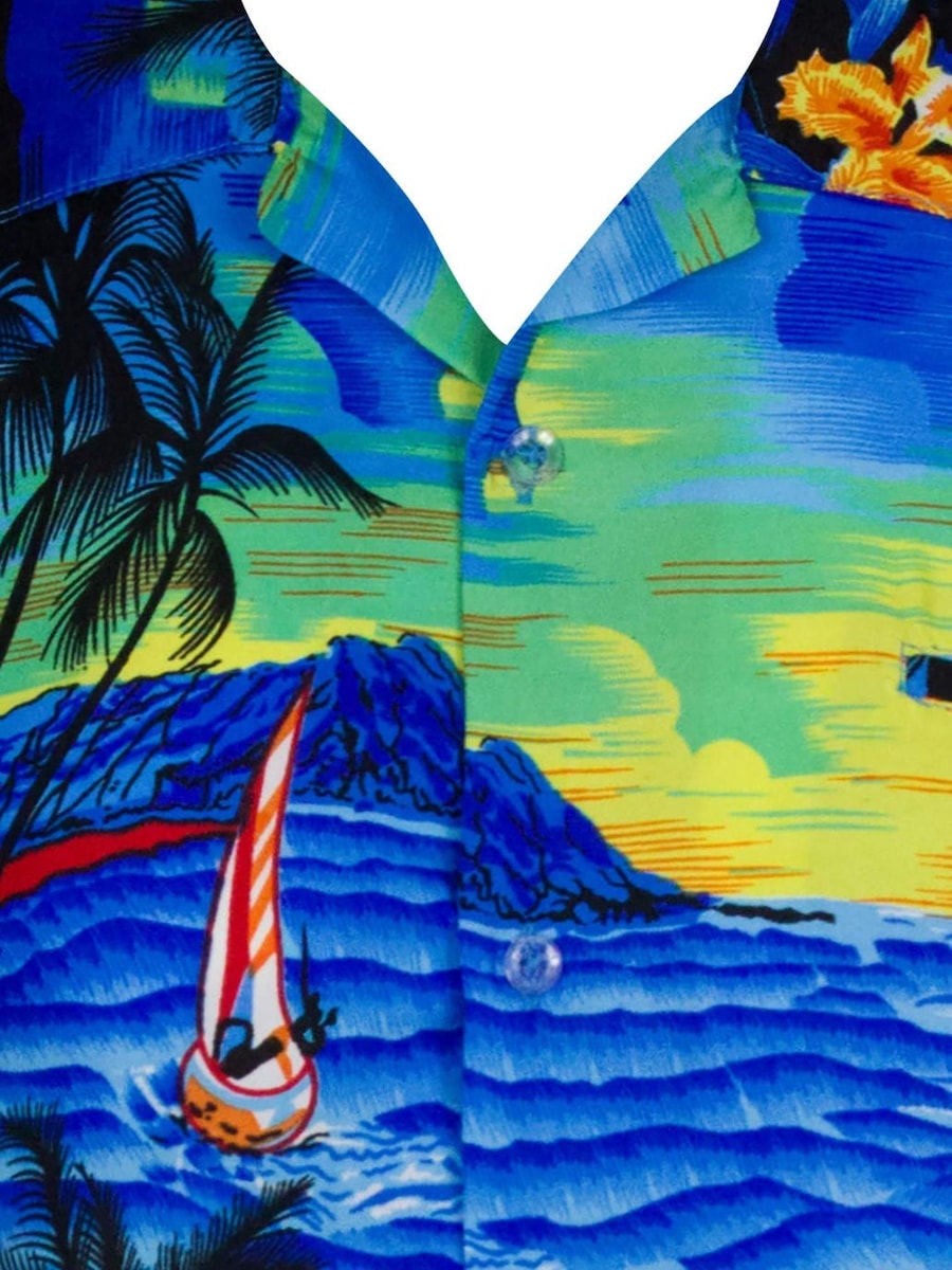 Рубашка на пуговицах классического кроя King Kameha Surf, синий — фото 3