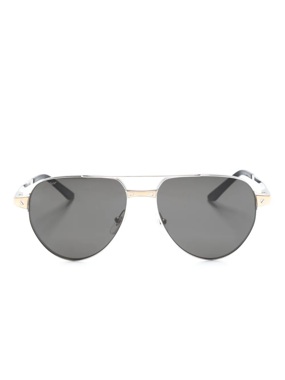 

Солнцезащитные очки в прямоугольной оправе с логотипом Cartier Eyewear, серебяный