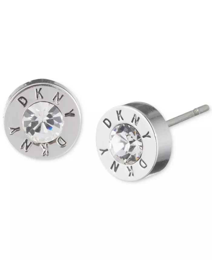

Серьги-гвоздики с кристаллами и логотипом DKNY, серебряный