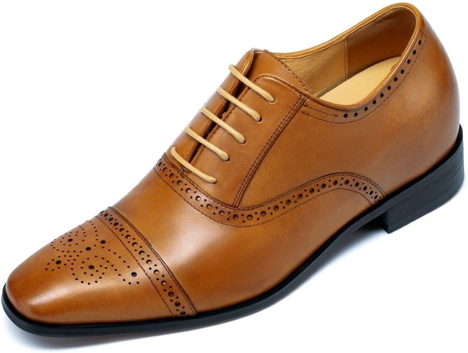 

Мужские туфли на утяжелителях CHAMARIPA | Невидимое увеличение роста | Броги с крылышками | Встроенная система добавляет 7 см | Официальные и свадебные туфли | Размеры US 6.5-12, коричневый