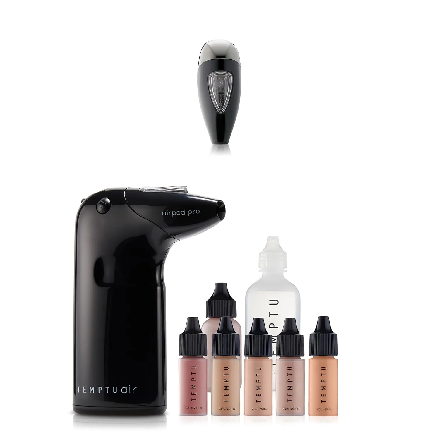 Набор TEMPTU Air Intro Airbrush: 9 предметов, беспроводное устройство, сменный картридж, 3 тональных основы Perfect Canvas Semi-Matte, праймер, румяна, хайлайтер, очиститель и запасные аэроподы