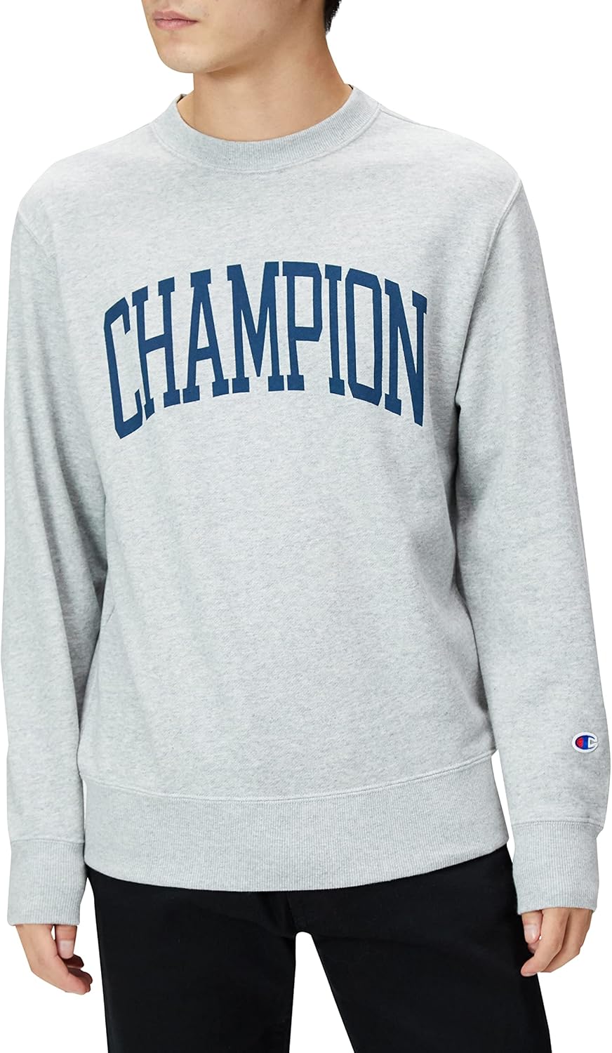 

Мужская толстовка Champion C8-W042Z с круглым вырезом, длинными рукавами, графическим логотипом, ограниченная серия, серый