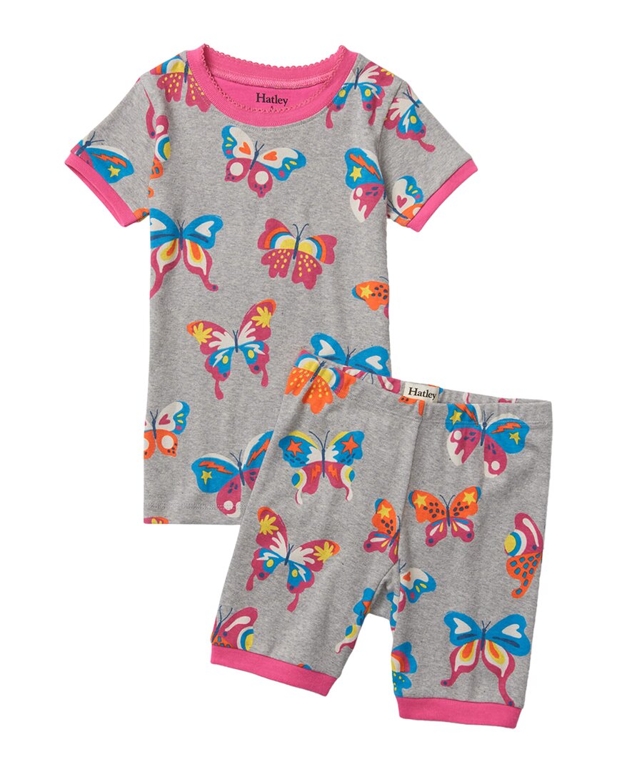 

Короткий пижамный комплект Hatley Doodle Butterfies, розовый