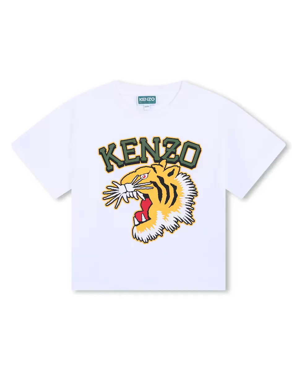 

Футболка с короткими рукавами для мальчика из 100% хлопка Kenzo Kids, белый