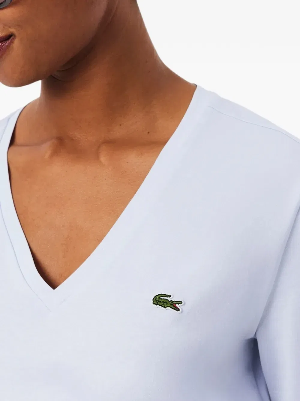 Футболка Lacoste с V-образным вырезом, синяя — фото 3