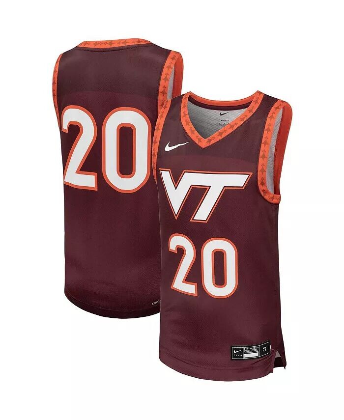 

Реплика баскетбольной майки Big Boys # 20 Maroon Virginia Tech Hokies Team Nike, красный