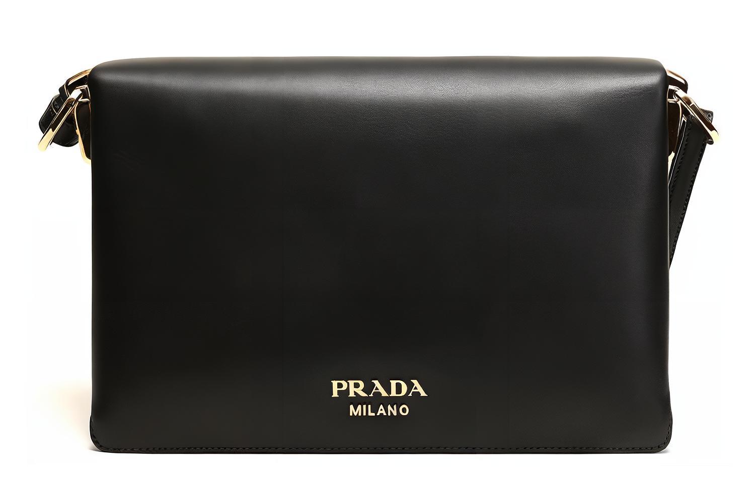 Кожаная сумка через плечо женская черная PRADA — фото 4