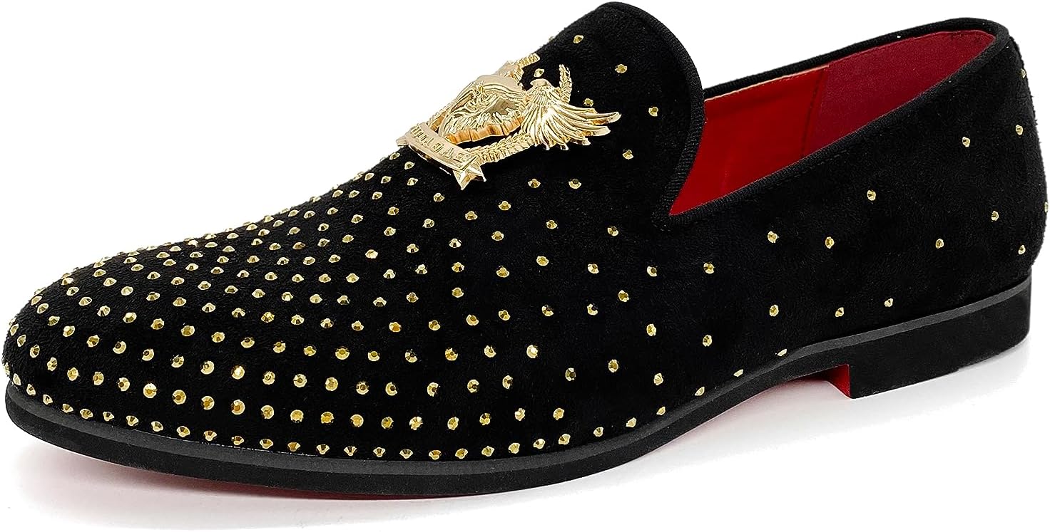 

Мужские блестящие лоферы CMM, блестящие туфли-слипоны, роскошные сверкающие лоферы с заклепками, черный