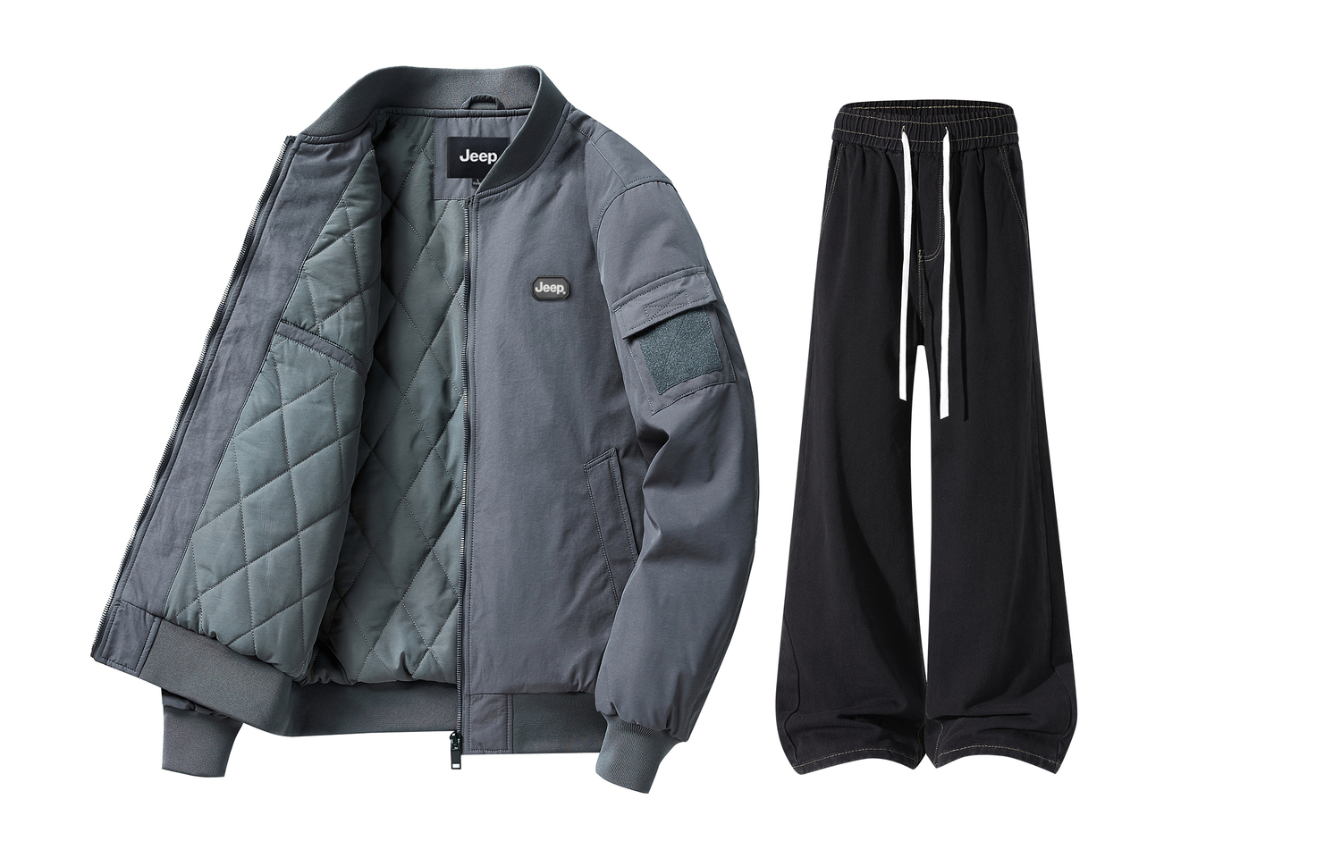 

Повседневная спортивная одежда унисекс с бейсбольным воротником, утепленная и с флисовой подкладкой Jeep, темно-серый+черный серый fleece-lined jeans