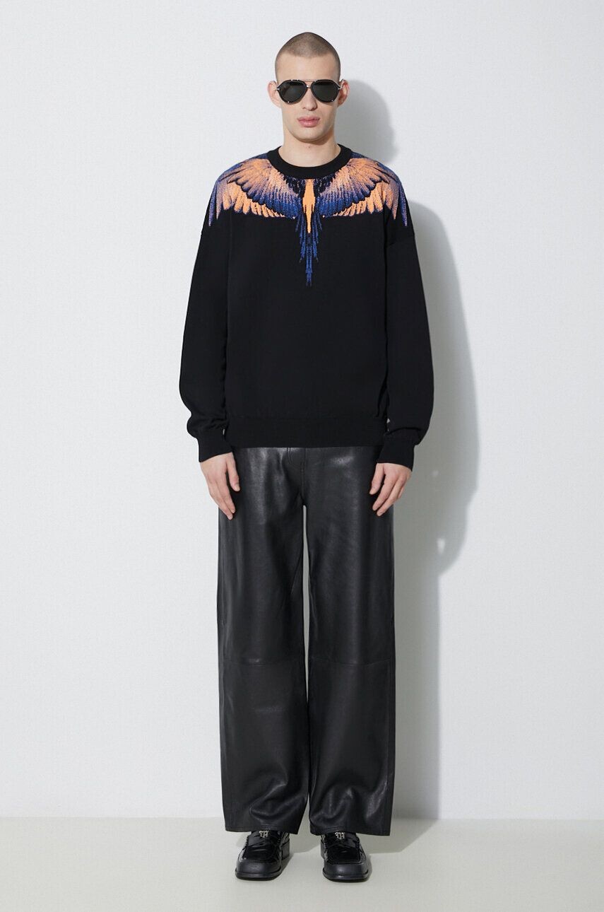 

Хлопковый свитер Icon Wings Knit Boxy Crew Marcelo Burlon, черный