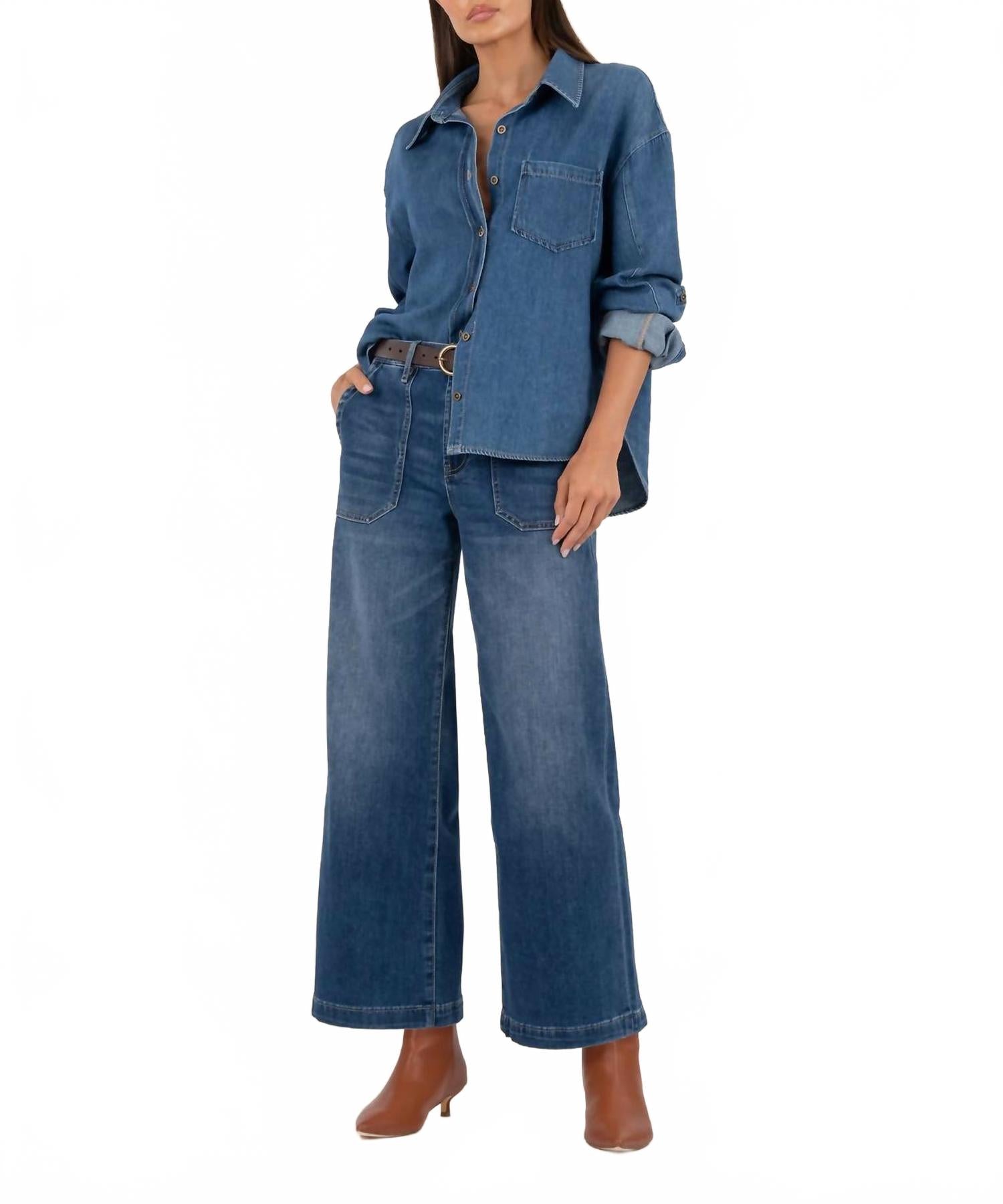 

KUT FROM THE KLOTH Джинсы Meg с высокой посадкой и широкими штанинами, темно-синего цвета