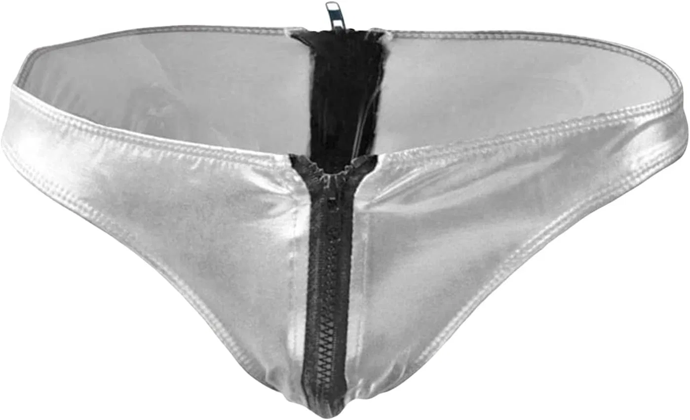 Брифы с блестящей металлической отделкой, Silver