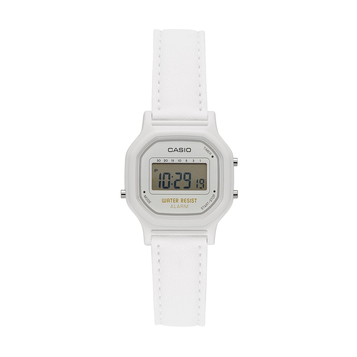 Женские классические цифровые часы с хронографом Casio, белый — фото 4