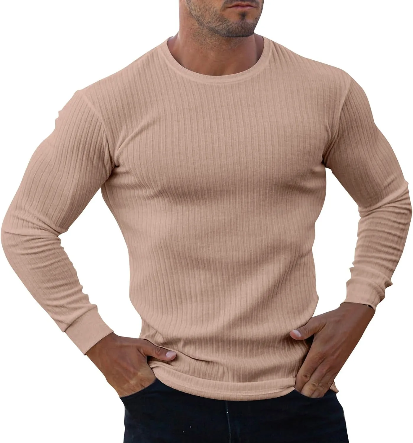 

Мужская футболка с длинным рукавом Fall Crewneck, анти-морщин, Slim Fitted Kenvina