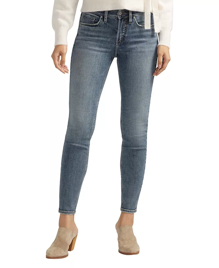 

Женские джинсы Suki Curvy Fit Skinny со средней посадкой Silver Jeans Co., синий