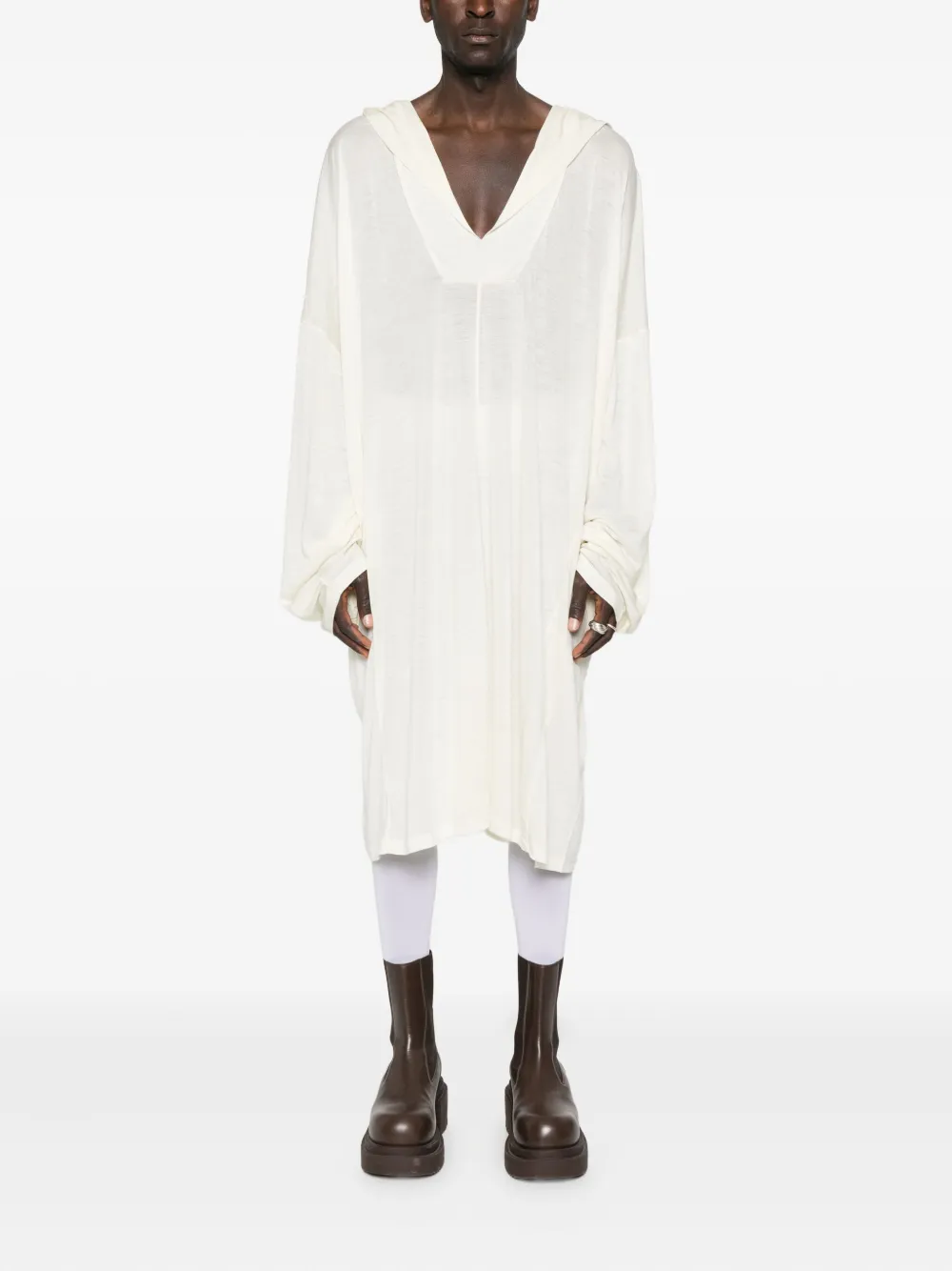 Драпированная удлиненная футболка Rick Owens, белый — фото 2
