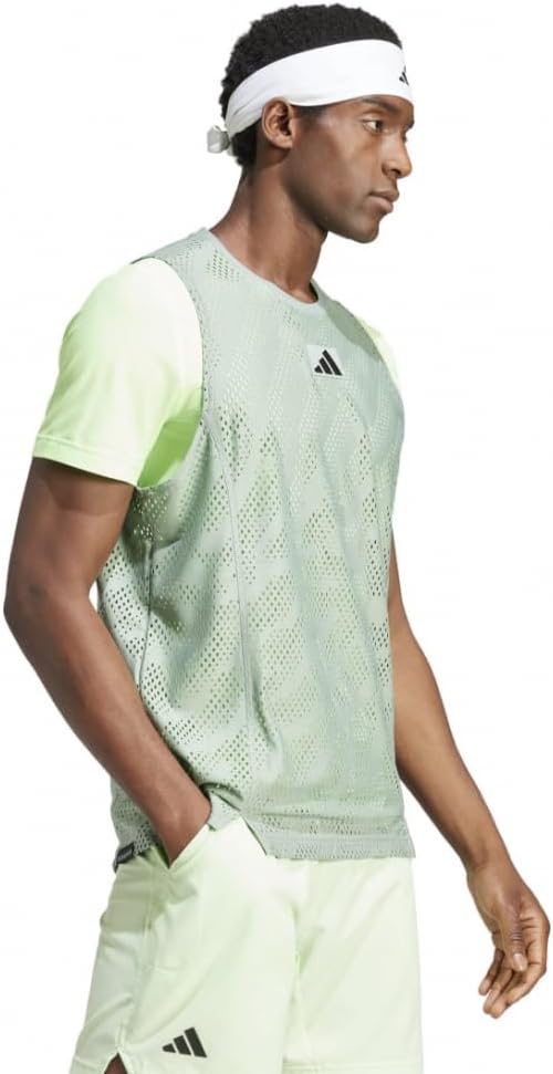 Мужская профессиональная теннисная футболка с коротким рукавом IKL80 Adidas, зеленый/зеленый — фото 3