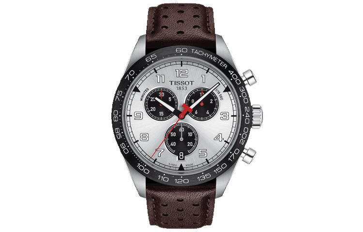 

TISSOT Часы Luchi 516 Series Quartz Movement Men's Watch Watch 45mm Silver Dial Stainless Steel Case Leather Strap, Silver Dial