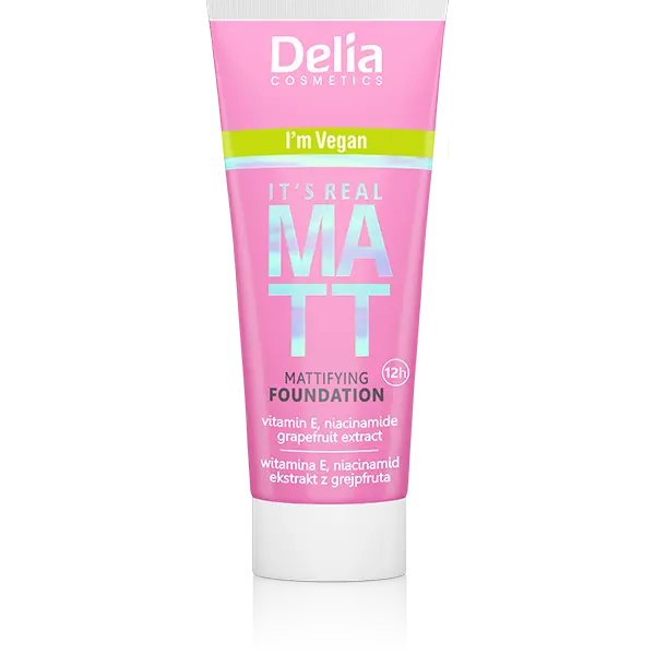 

Матирующая тональная основа для лица 1фарфор Delia It'S Real Matt, 30 мл