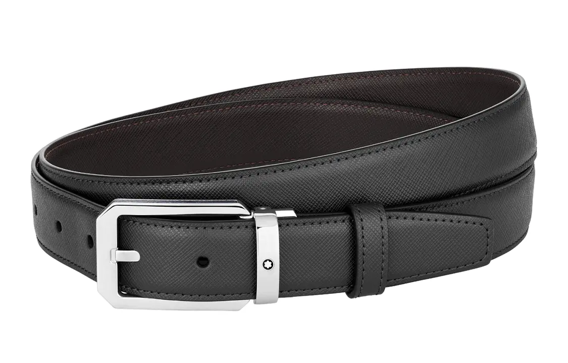 

MONTBLANC Кожаный мужской ремень черно-коричневый шириной 3 см, Black