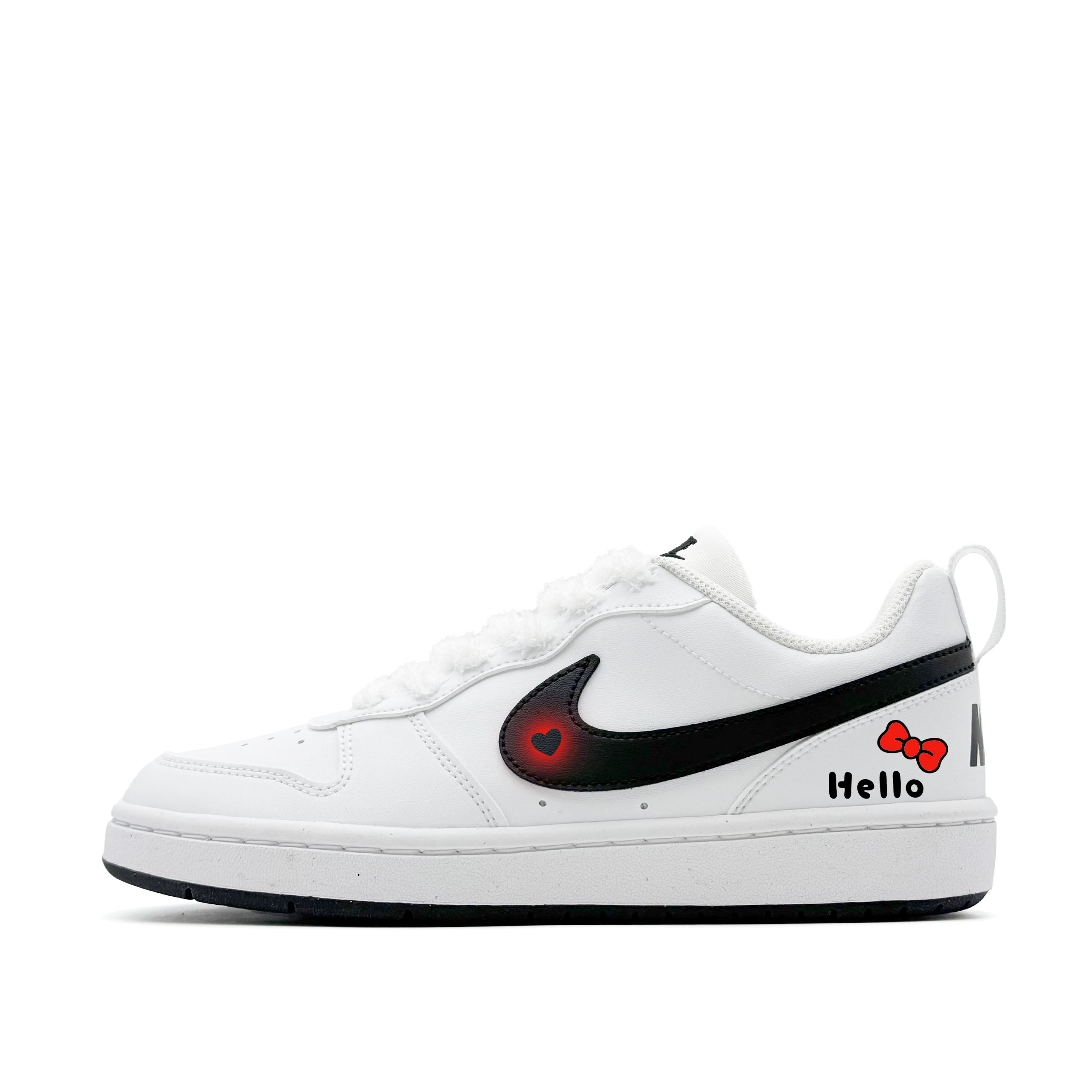 

Nike Court Borough нескользящие устойчивые к истиранию низкие детские скейтбординг кроссовки black white для подростков