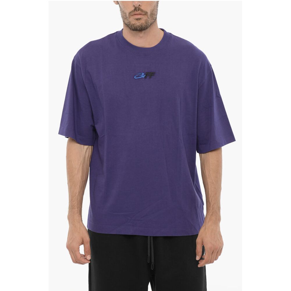 

Футболка из хлопка с круглым вырезом и вышитым логотипом Off-White, Purple