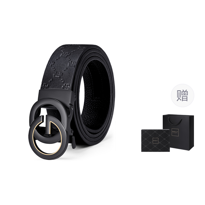 

GOLF Ремень из натуральной кожи с автоматической пряжкой, Swim Black (Upgraded Gift Box Sets)