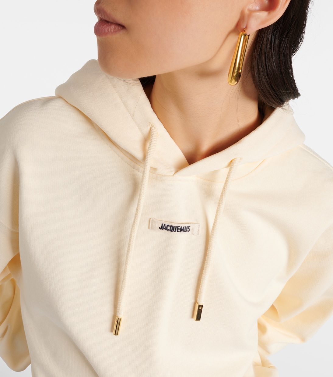 Толстовка с капюшоном из хлопка Le Hoodie Gros Grain Jacquemus, Light Beige — фото 4