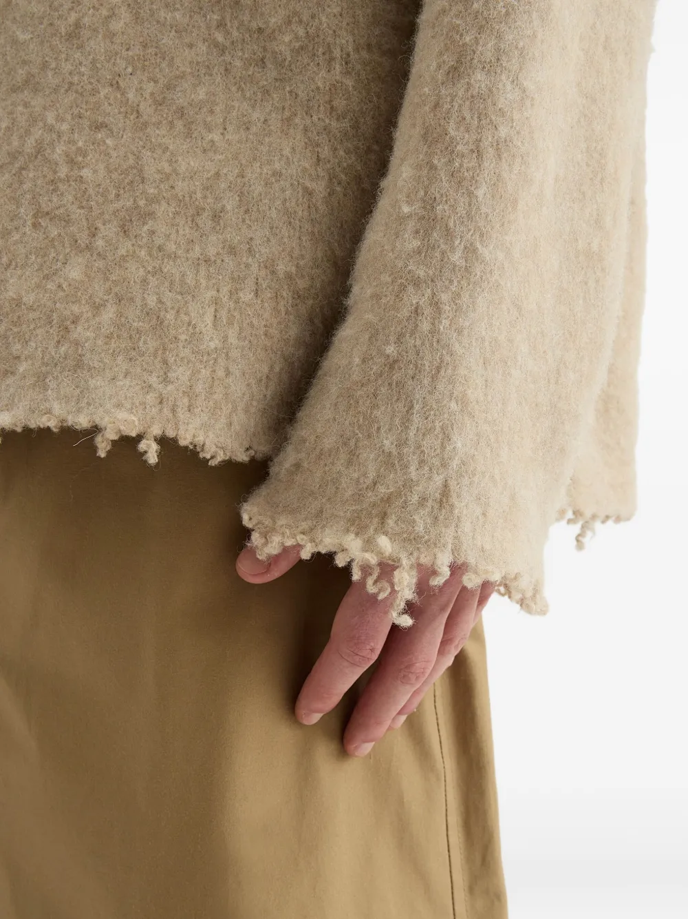 Шерстяной свитер с бахромой Jil Sander, нейтральный — фото 3