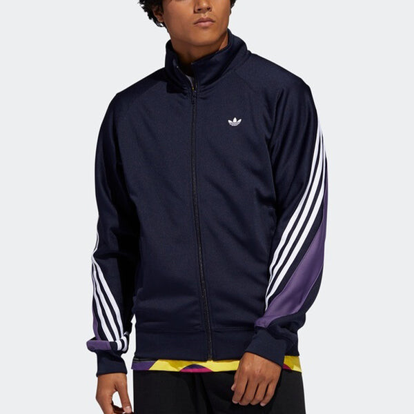 Куртка adidas originals Stand Collar Casual Sports Jacket Navy Blue, синий — фото 3