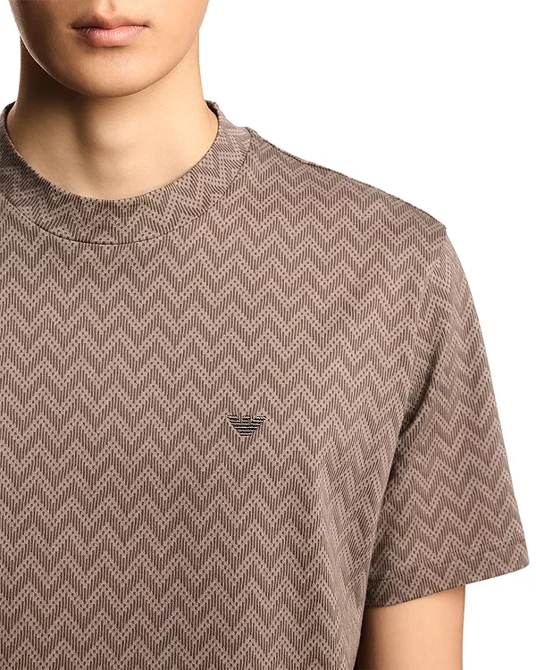 Футболка Icon с двухцветным шевронным узором Emporio Armani, Grey/Brown — фото 4