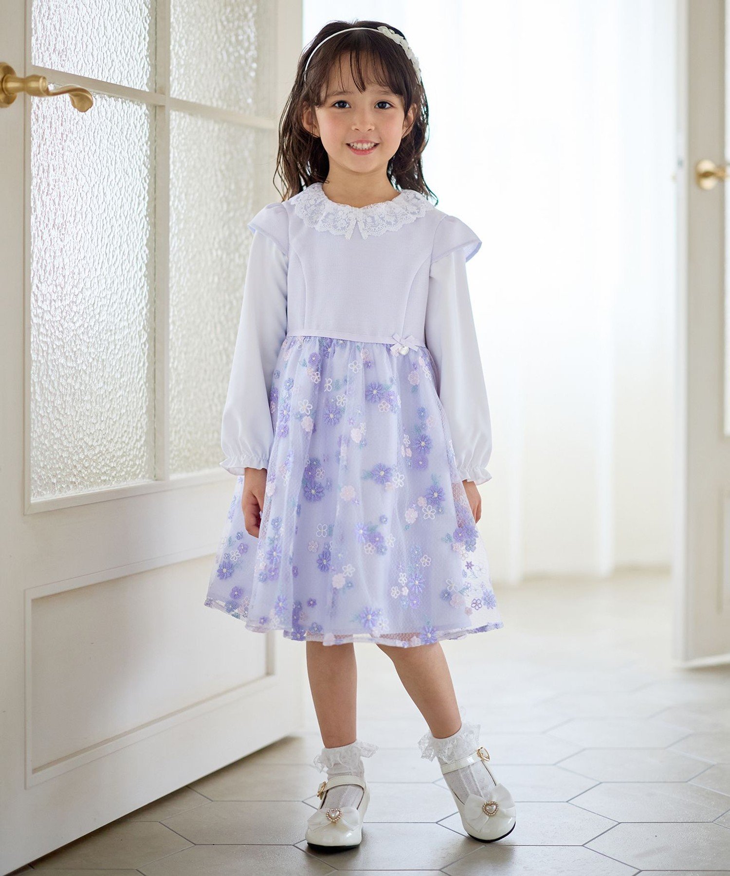 Платье с цветочной вышивкой Any Kids, Lavender [073] — фото 4