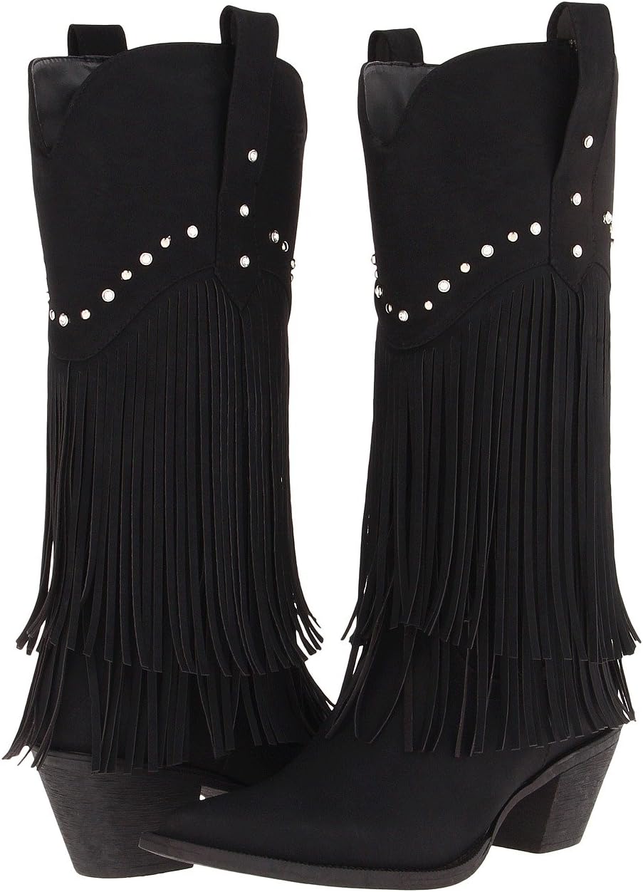 

Ковбойские сапоги 12" Stud and Fringe Boot Roper, цвет Black/Crystal Stud