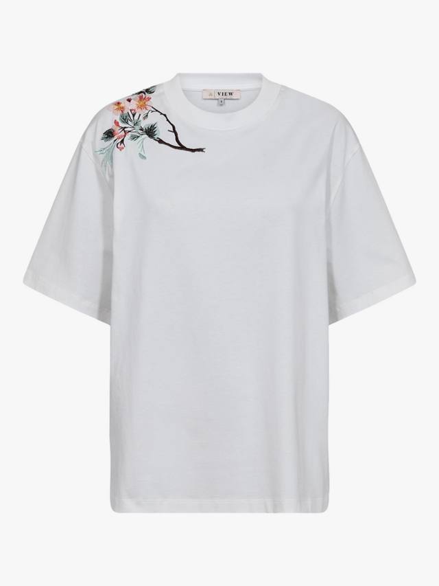 

Футболка с цветочным принтом на плече A-VIEW, White
