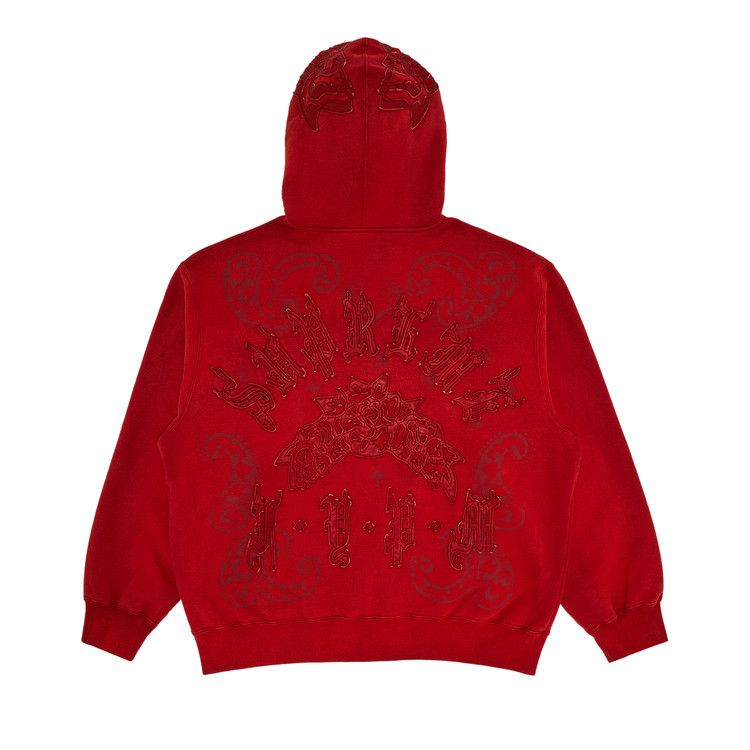 Толстовка Supreme Leather Appliqué Zip Up Hooded Sweatshirt, Burnt Red — фото 2