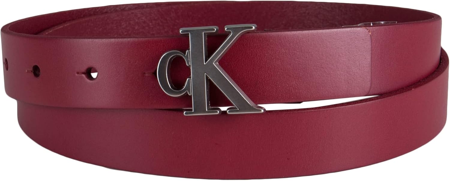 

Женский ремень Calvin Klein CK Jeans с монограммой и пряжкой, кожаный, повседневный, для джинсов, брюк и платьев, Wine Logo Plaque