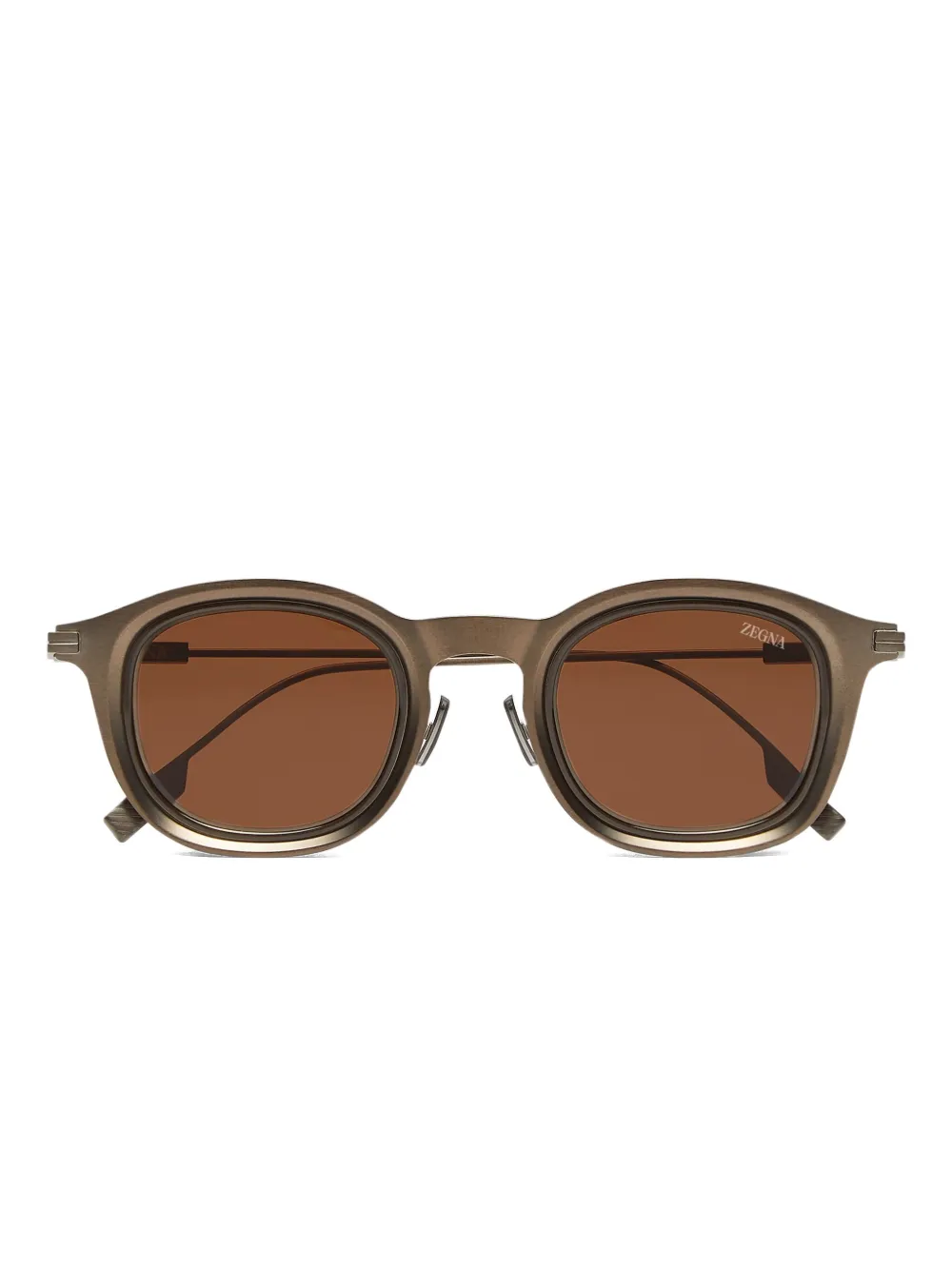 

Солнцезащитные очки в круглой оправе Zegna, коричневый