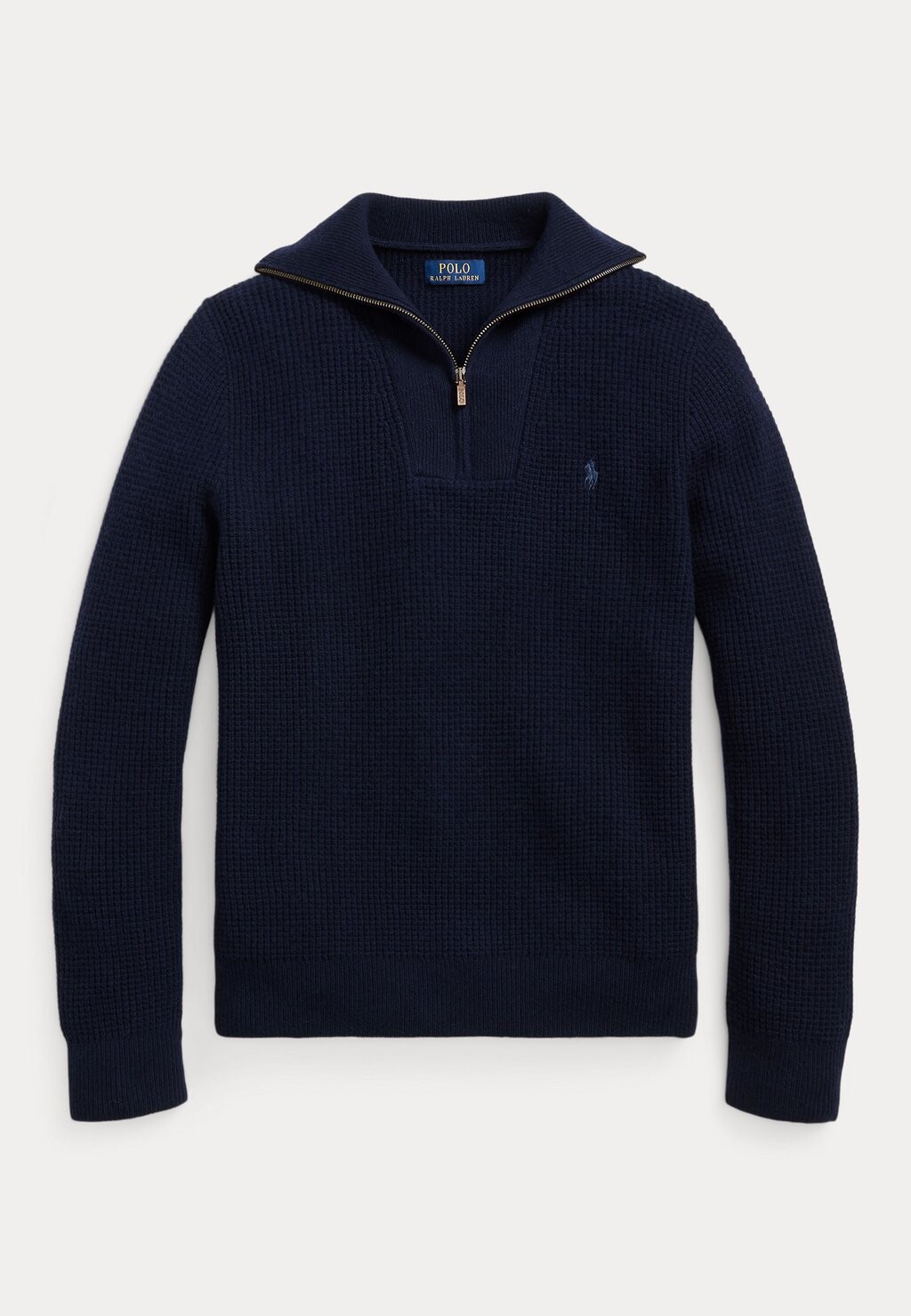 

Вязаный свитер WAFFLE WOOL COTTON QUARTER ZIP JUMPER Ralph Lauren, темно-синий