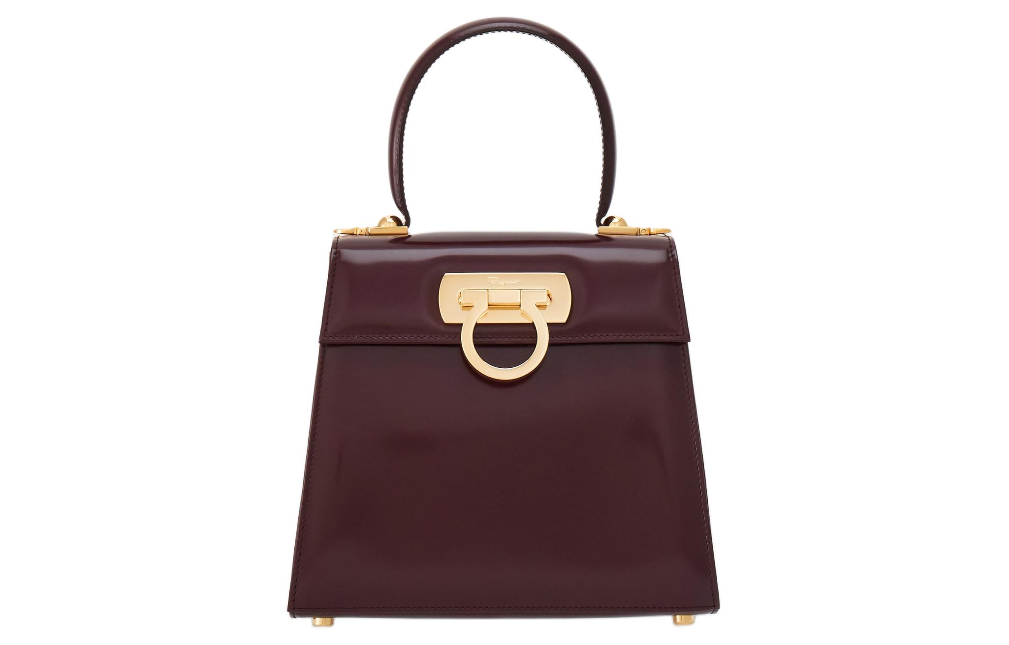 

Сумка через плечо из телячьей кожи FERRAGAMO малого размера для женщин тёмно-красного цвета