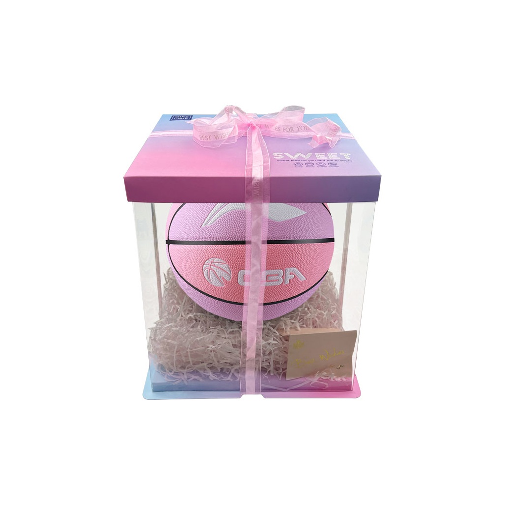 

LINING Баскетбольный мяч PU, фиолетово-розовый, размер 7, тренировочный