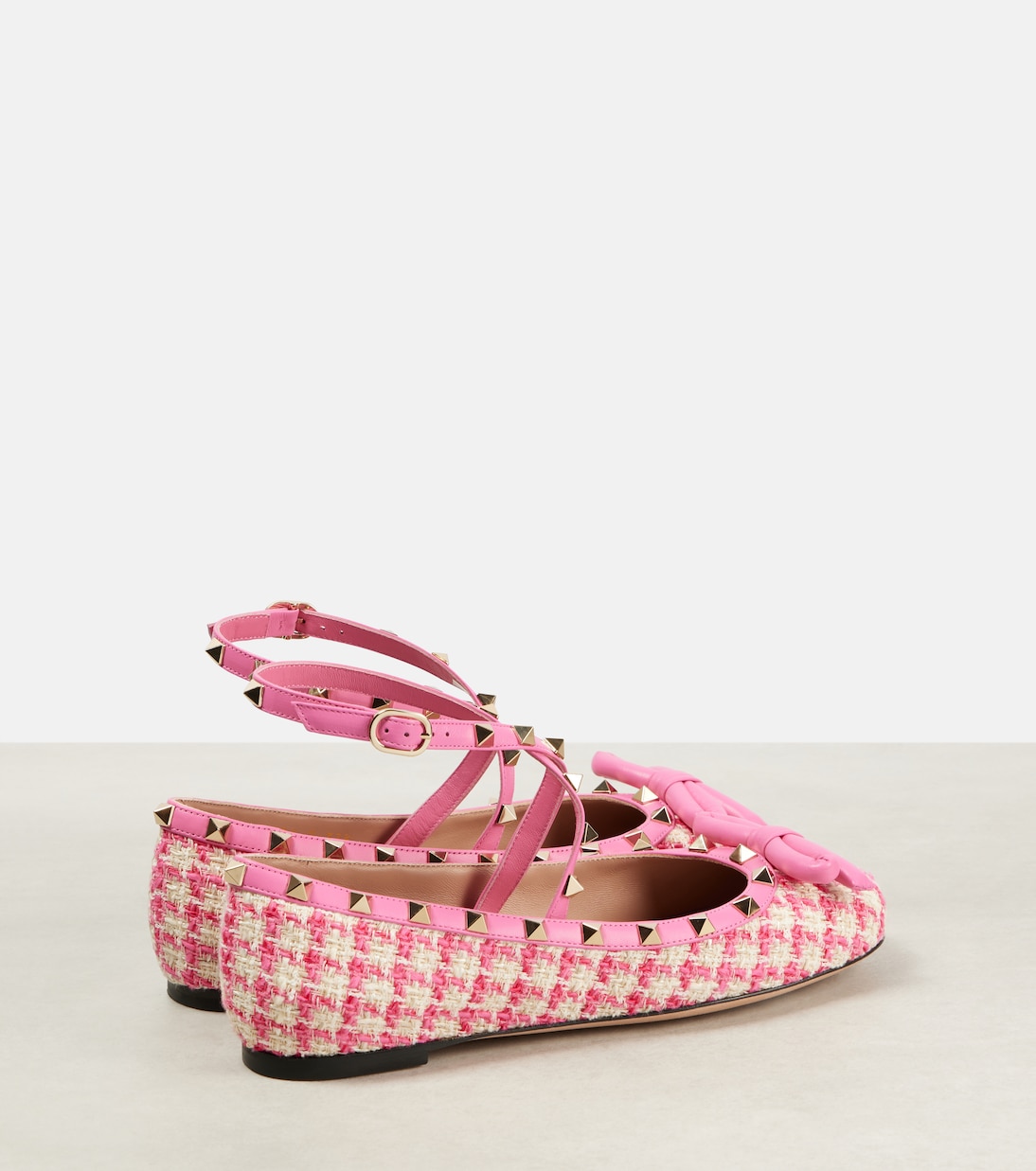 Балетки Rockstud из твида Valentino Garavani, Latte Rosa Femine — фото 2