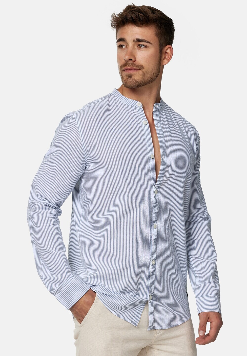 

Рубашка на пуговицах стандартного кроя INDICODE JEANS INCari, голубой/белый
