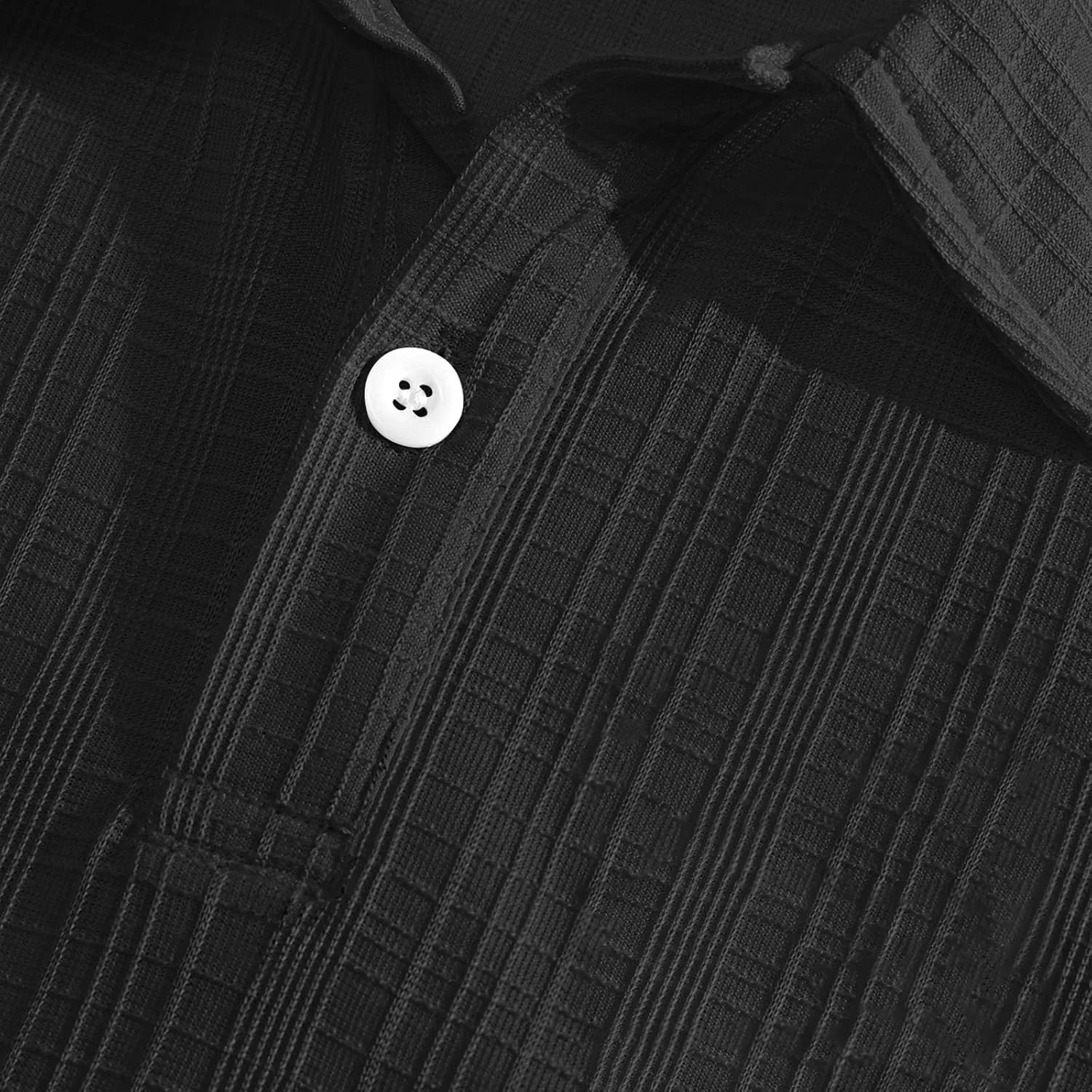 Мужская льняная рубашка с коротким рукавом Button Down Casual Fitted Polo — фото 3