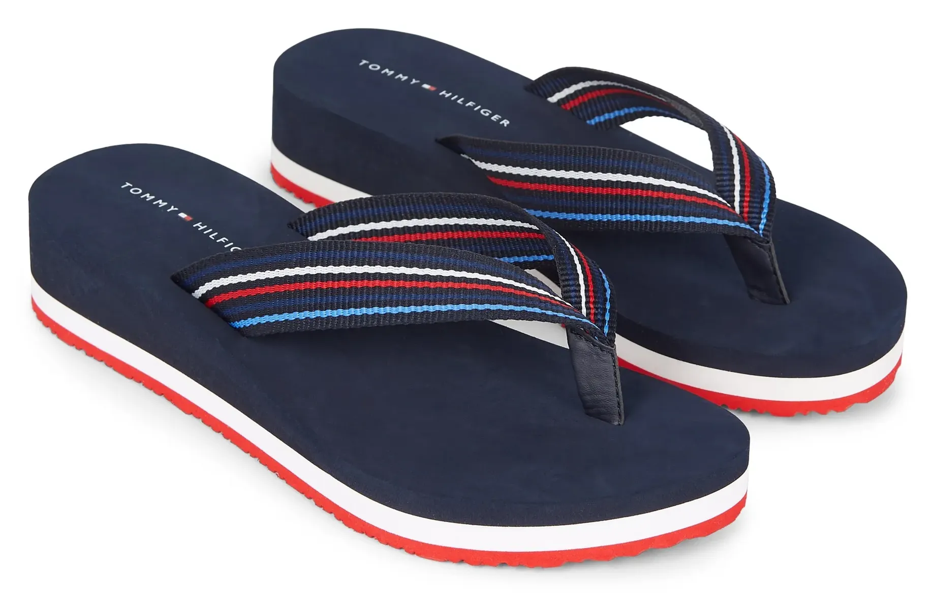 

Шлепанцы Tommy Hilfiger "WEDGE STRIPES BEACH SANDAL", купальники, летняя обувь, тапочки, горка для бассейна с полосками, синий