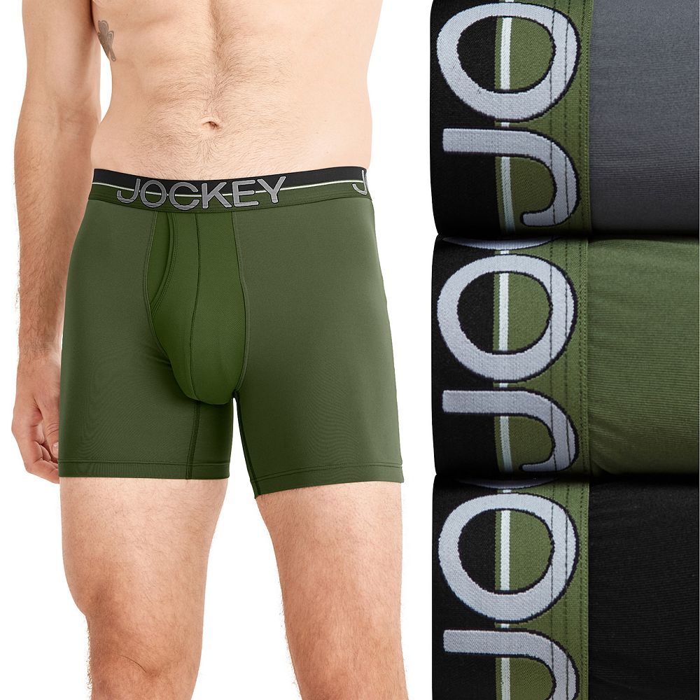 

Мужские боксеры из эластичной микрофибры Jockey Infinite Cool, 3 шт., 5 дюймов, цвет Military Green Multi