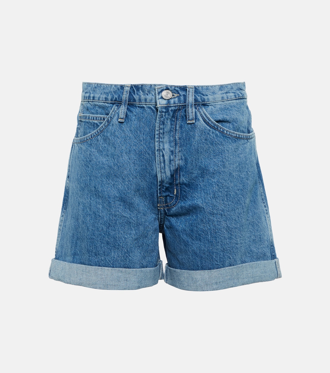 

Джинсовые шорты с высокой талией и манжетами Frame, Sea Level